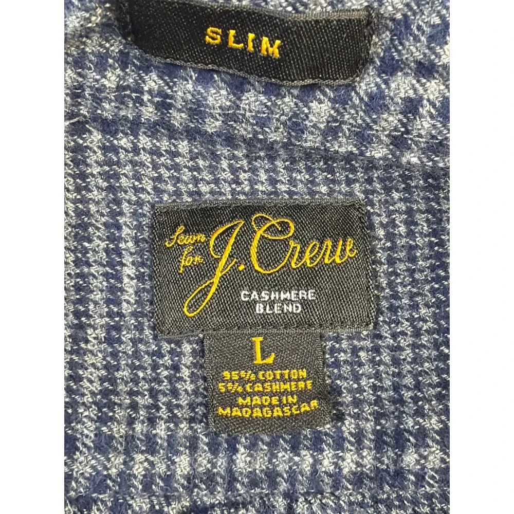 J.Crew Mens Slim Fit Cotton Cashmere Houndstooth Button Down Shirt Large BD849